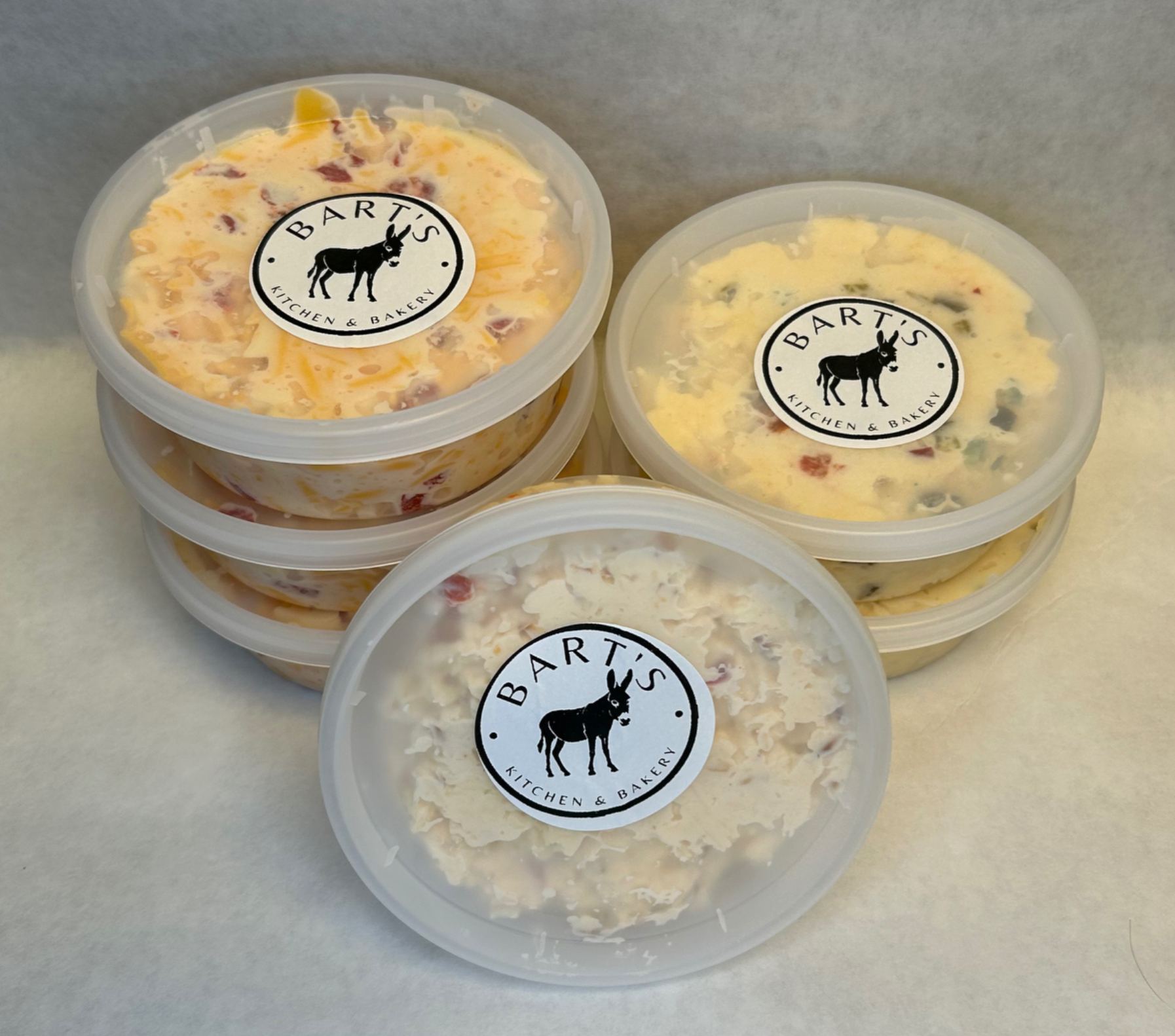 Tubs of Bart's pimento cheese
